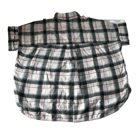 MADEWELL Womens Button Down Plaid Boxy Short Sleeve Shirt Size Small - Picture 2 of 15
